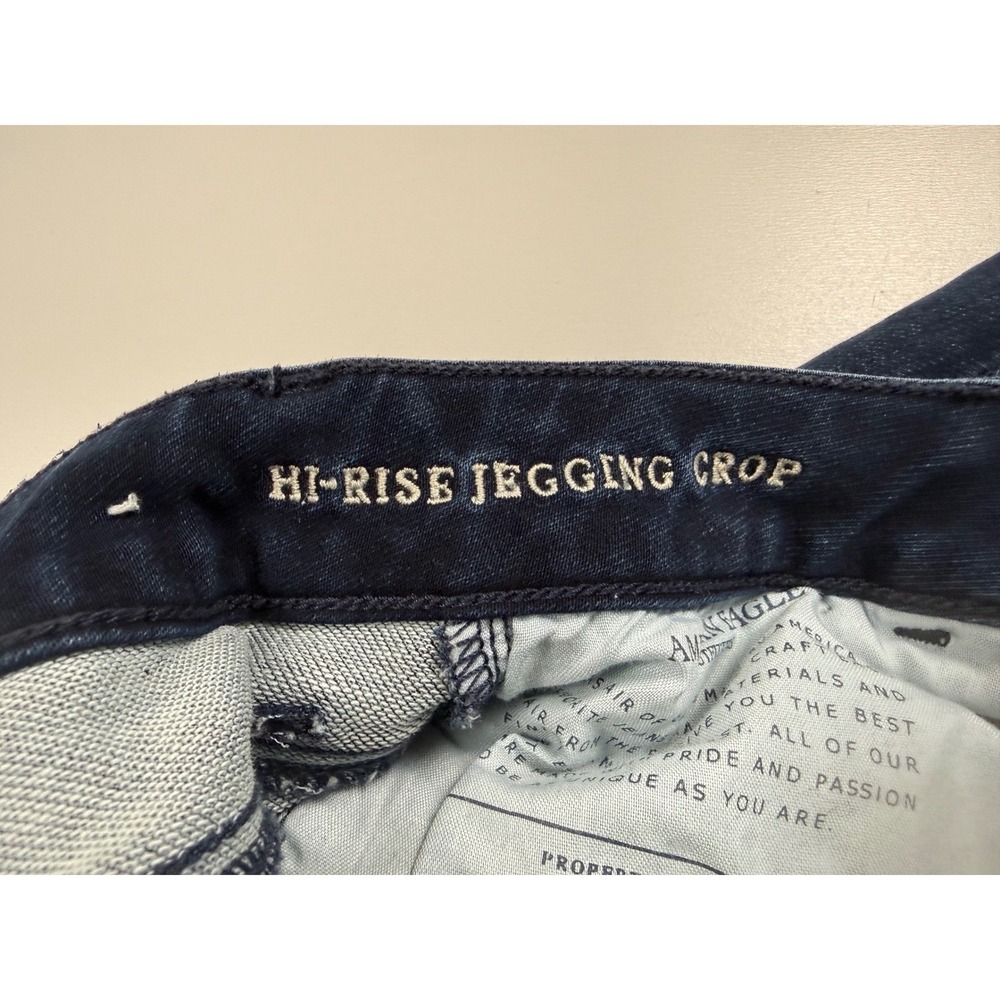 American Eagle Hi-Rise Jegging Crop Dark Super Stretch Jeans Womens 4 Short - Picture 3 of 8